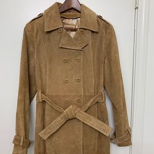 Suede Belted Trench Coat, size L